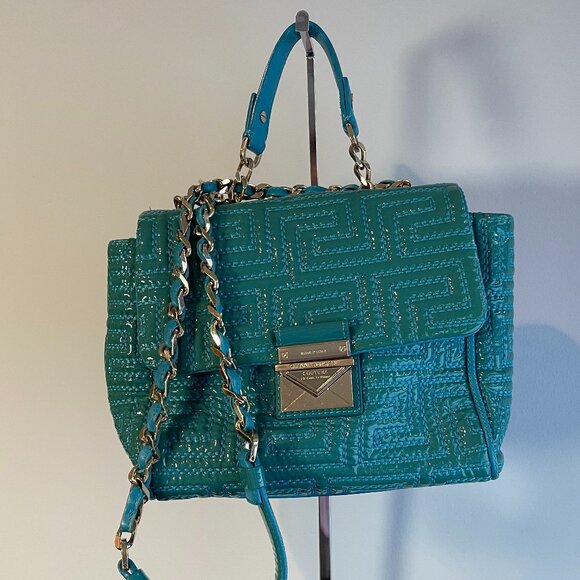 Gianni Versace Couture Turquoise Patent Leather Shoulder Bag - Preowned - Picture 1 of 16